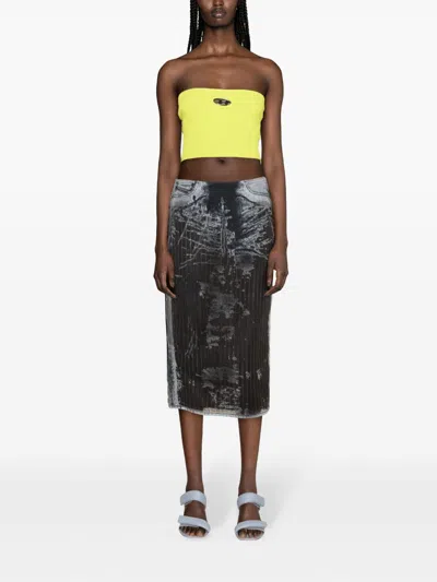 Diesel De-pra-fse1 Denim Midi Skirt In Black