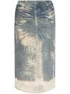 Diesel Midi Skirt In Floating Devoré Denim In Blue