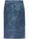 Diesel Pencil Skirt In Rhinestone Denim In Blue