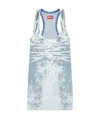 Diesel Mini Abito In Denim Stampato Donna In White