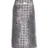Diesel ® De-rathian-fsh Houndstooth & Prince Of Wales Jacquard Denim Midi Skirt In Black