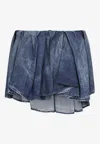 Diesel De-ria Asymmetric Denim Mini Skirt In Blue