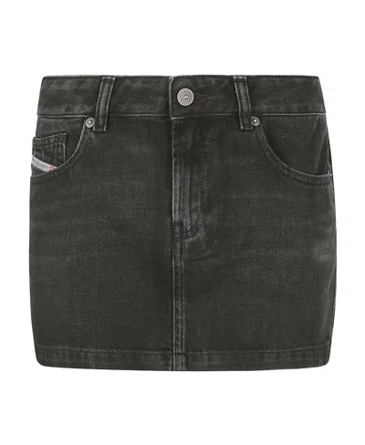 Diesel De-ron Denim Miniskirt In Dark Wash