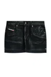Diesel Mini Skirt In Coated Tailoring Denim