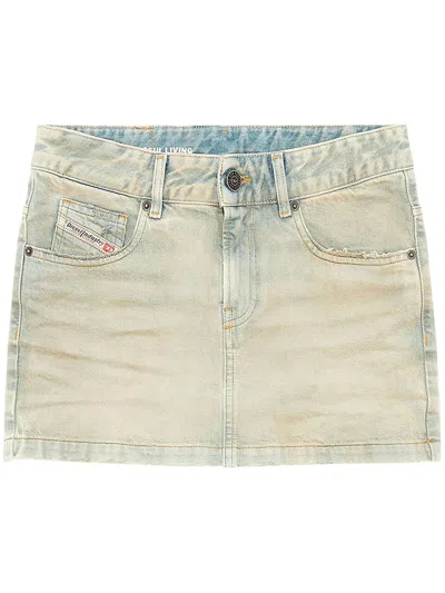 Diesel De-ron Low-rise Denim Miniskirt In Dark Wash