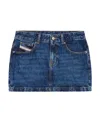 Diesel De-ron Whiskering Effect Denim Mini Skirt In Blue