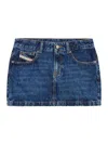 Diesel De-ron Whiskering Effect Denim Mini Skirt In Lavado Claro