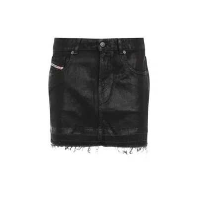 Diesel De-ron Mini Skirt In Black Denim