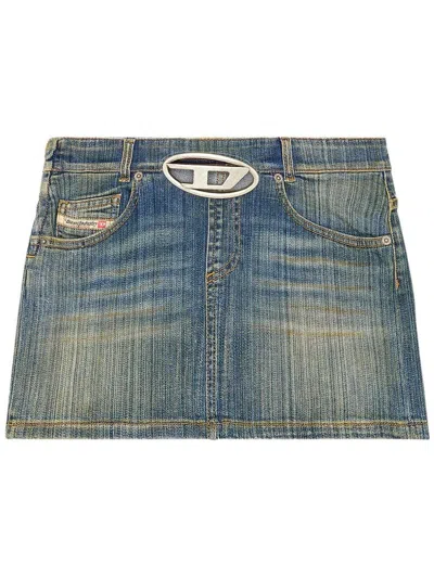 Diesel `de-ron-s2` Denim Mini Skirt In Blue