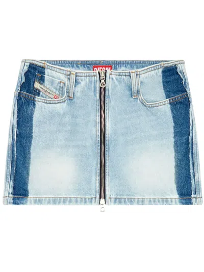 Diesel De-ron-s4 Denim Mini Skirt In Blue