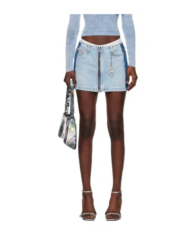 Diesel De-ron-s4 Denim Skirt Half Skirt In Blue