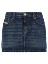 Diesel Logo Detailed Denim Mini Skirt In Blue