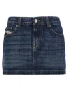 Diesel Logo Detailed Denim Mini Skirt In Blue
