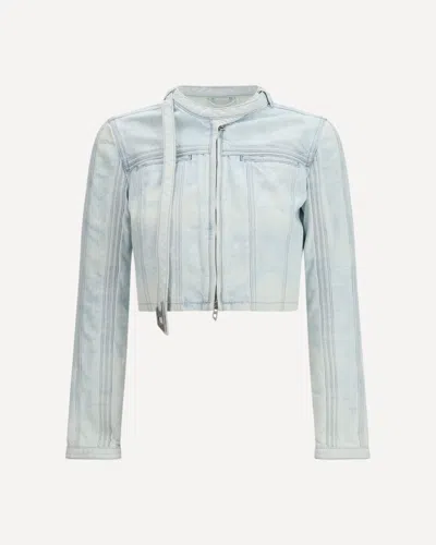Diesel De-saphix-fsi1 Cropped Denim Jacket In Blue