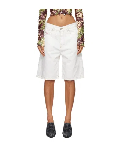Diesel White De-sire Denim Shorts In 100