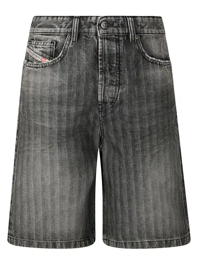Diesel De-sire-short Herringbone Denim Shorts In Grey