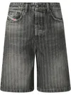 Diesel De-sire-short Herringbone Denim Shorts In Grey