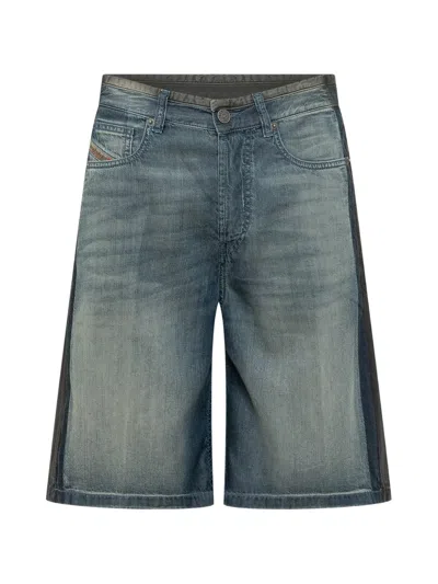 Diesel De-sire Two-tone Denim Shorts In Blue
