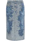 Diesel De-skye-s Midi Skirt In Distressed Jacquard Denim In Blue