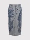 Diesel De-skye-s Midi Skirt In Distressed Jacquard Denim