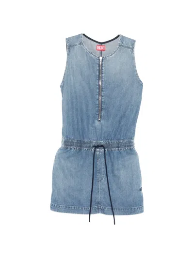 Diesel De-slam-s Zip Drawstring Mini Dress In Blue