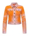 Diesel De-slimmy-s Cropped Denim Jacket In Orange