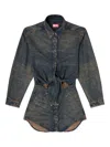 Diesel Denim-inspired Mini Dress With Button-down Front In Metallic