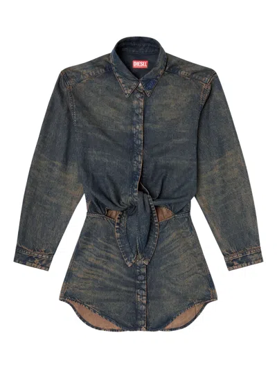 Diesel Denim-inspired Mini Dress With Button-down Front In Blue