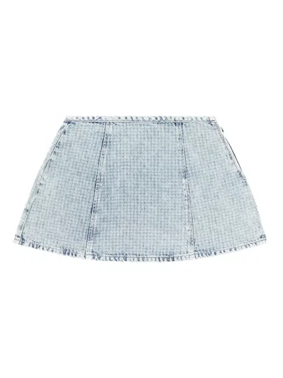 Diesel De-sweny-s Houndstooth-pattern Short Skirt In Blue