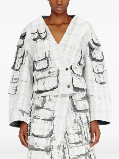 Diesel De-talbar-fsi Cropped Jacket In Gray