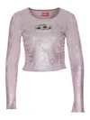 Diesel De-top1-fsd Crystal-embellished Top In Nude & Neutrals