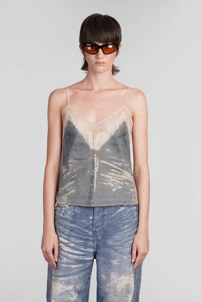 Diesel Dévoré Denim De-tre Top In Blue