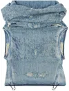 Diesel Tank Top In Cotton With Distressed Effect In Blue