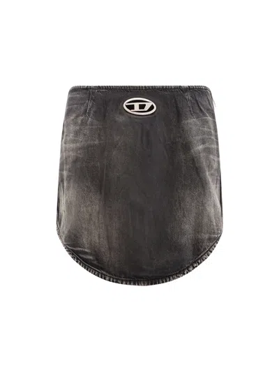 Diesel Women De-vany Cotton Mini Skirt In Black