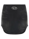 Diesel Black Denim And Jersey De-vany-s Miniskirt In Gray