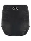 Diesel Denim Mini Skirt With Oval D Logo In Black