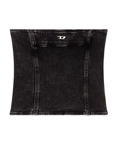 Diesel De-ville-d Denim Strapless Top In Black