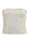 Diesel Denim Strapless Top With Design And High-quality Cotton Fabric In Navy