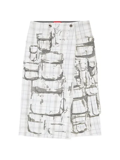 Diesel De-vorin-fsi1 Midi A-line Skirt In White