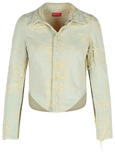Diesel 'madeline' Light Blue Cotton Shirt Women In White