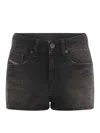 Diesel Denim Shorts With Faded Wash And Pockets In Denim Nero