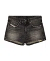 Diesel Denim Shorts With Faded Wash And Pockets In Black