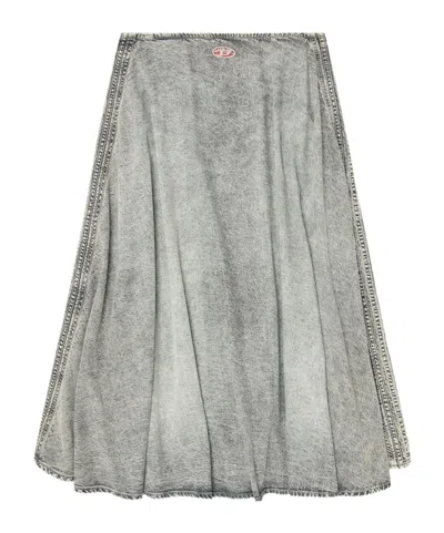 Diesel Grey Cotton Lyocell Modal Skirt In Gray