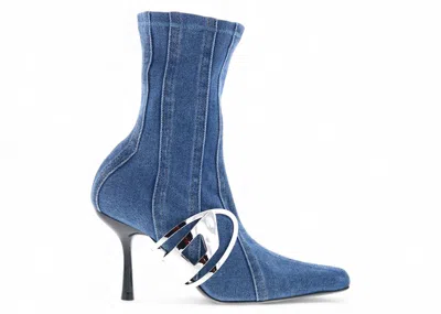 Pre-owned Diesel Declipse Bt C Heeled Ankle Boot Stretch Denim (women's) Sneakers In Blue