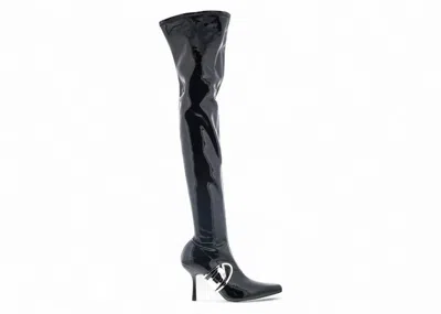Pre-owned Diesel Declipse Tbt Thigh High Boot Patent (women's) Sneakers In Black
