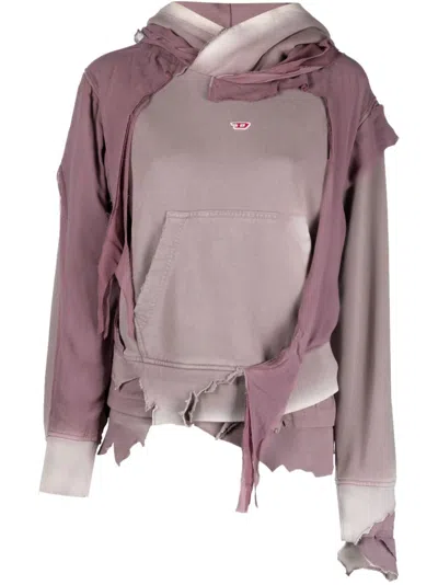 Diesel Deconstructed-design Cotton Hoodie In Pink