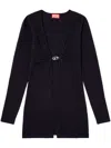 Diesel Deep V-neck Black Sweater With Twist Detail