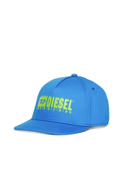 Diesel Cappello Da Baseball In Gabardina Con Logo Degradé In Blue