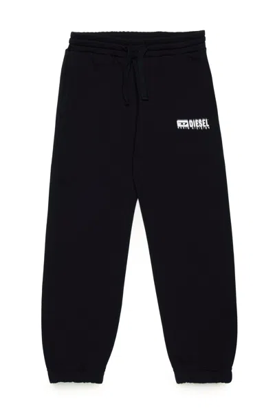 Diesel Kids' Logo-print Cotton Track Pants In Black