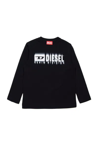 Diesel Kids' Logo-print Cotton T-shirt In Black